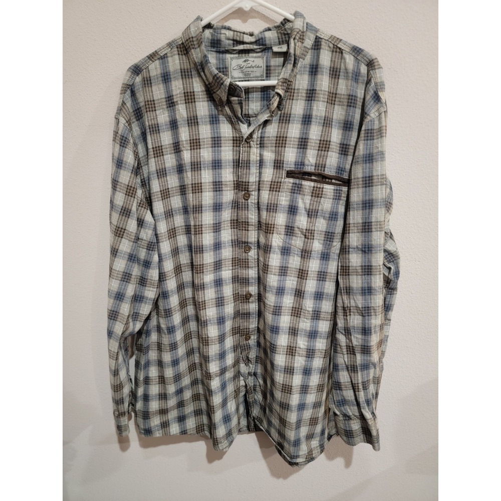 Bob Timberlake Mens Long Sleeve Plaid Button Up Size 2XL Blue Outdoor Casual‎